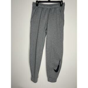 Nike Mens Small Therma-FIT Tapered Sweatpants Fitness Training Gray Logo Swoosh